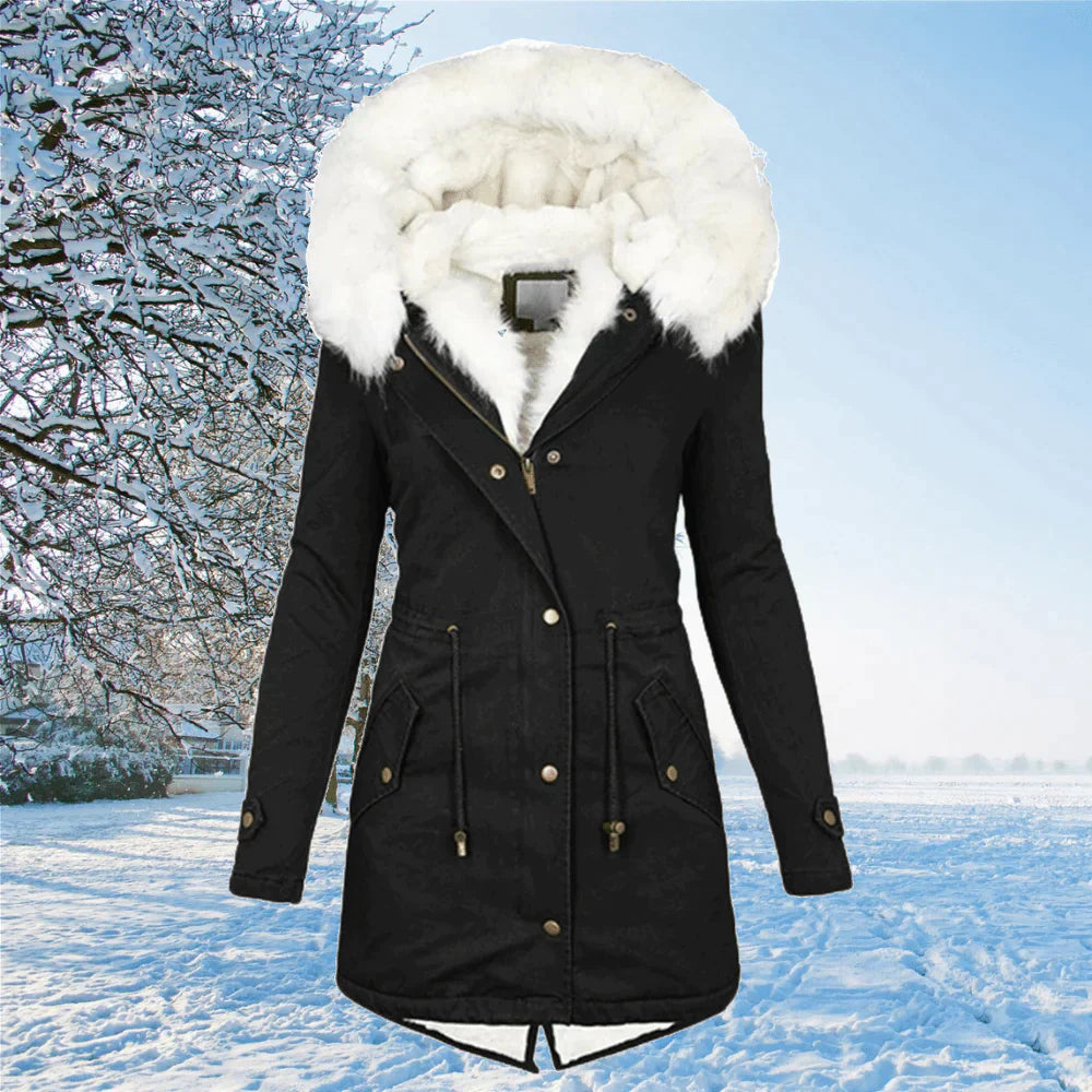 Parka Femme à Capuche Bordée de Fausse Fourrure - Image 1