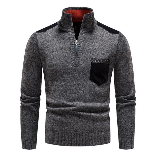 Pull Homme Col Montant Zippé au Quart - Image 6