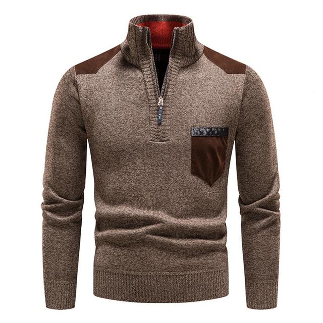 Pull Homme Col Montant Zippé au Quart - Image 5
