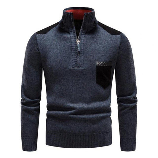 Pull Homme Col Montant Zippé au Quart - Image 1
