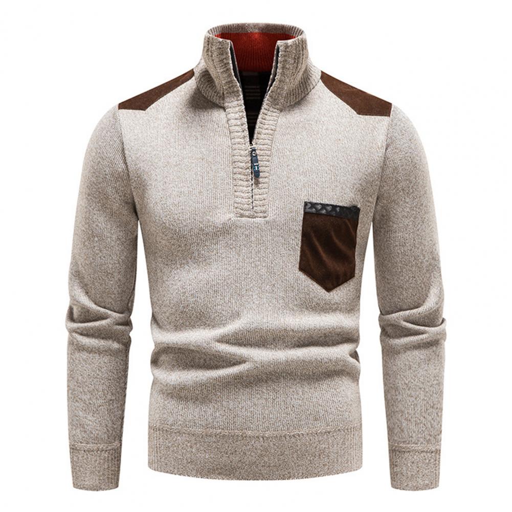 Pull Homme Col Montant Zippé au Quart - Image 3