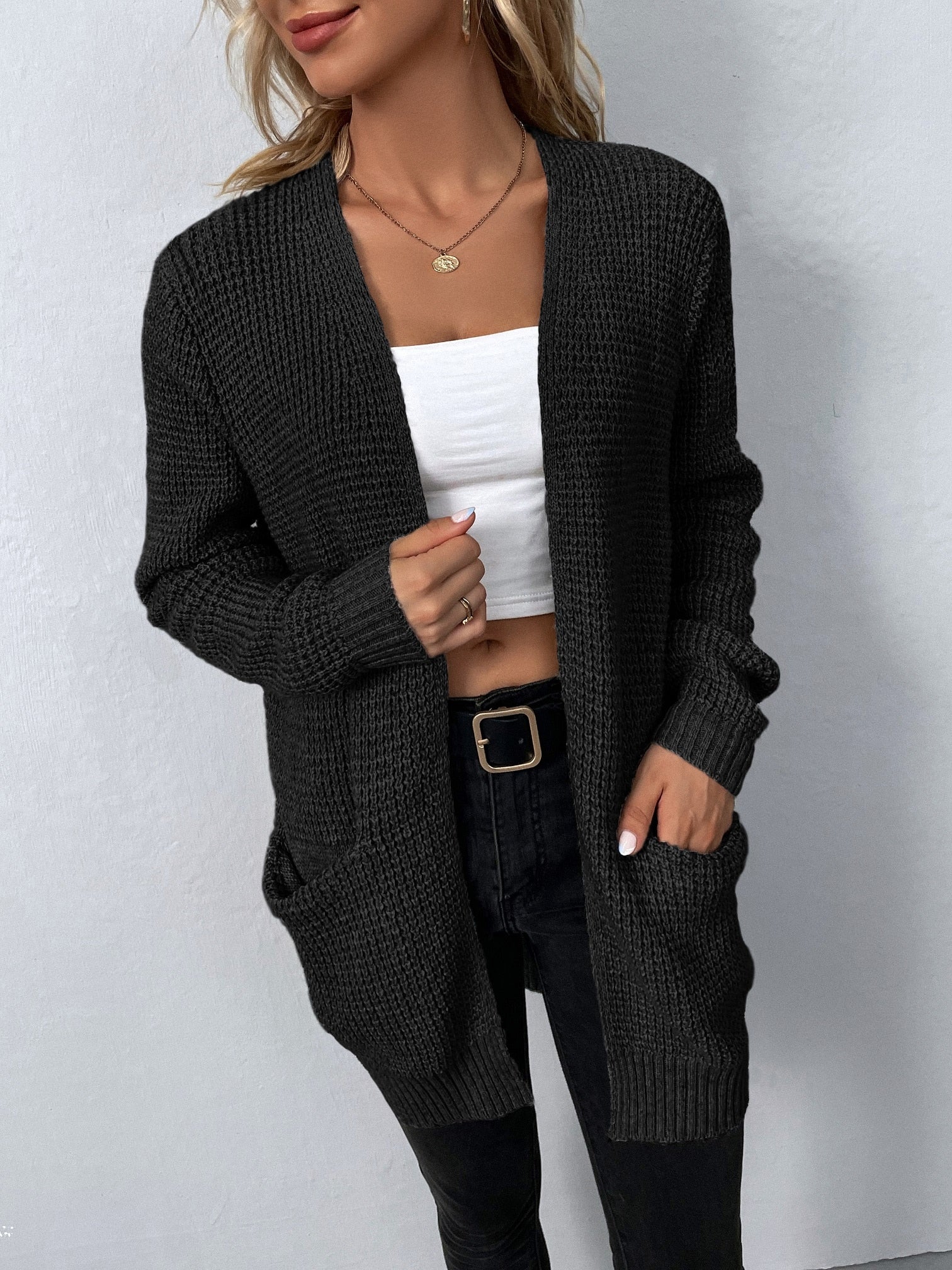Manteau Cardigan Ouvert Femme - Image 9
