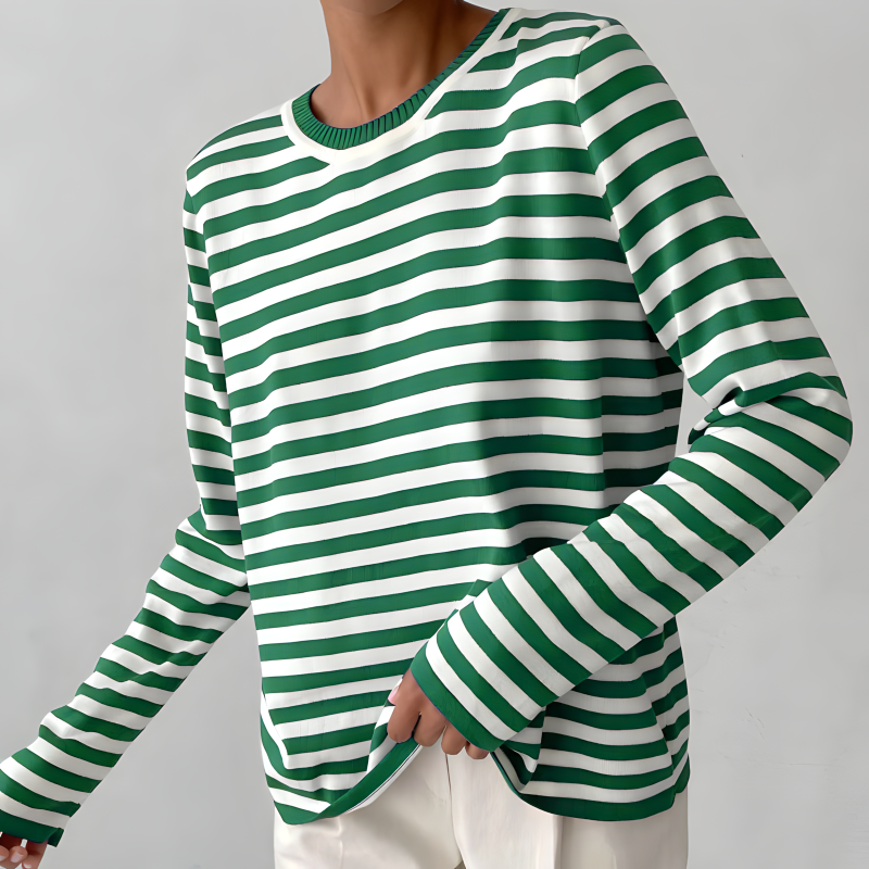 Pull rayé à col rond pour femme - Image 3
