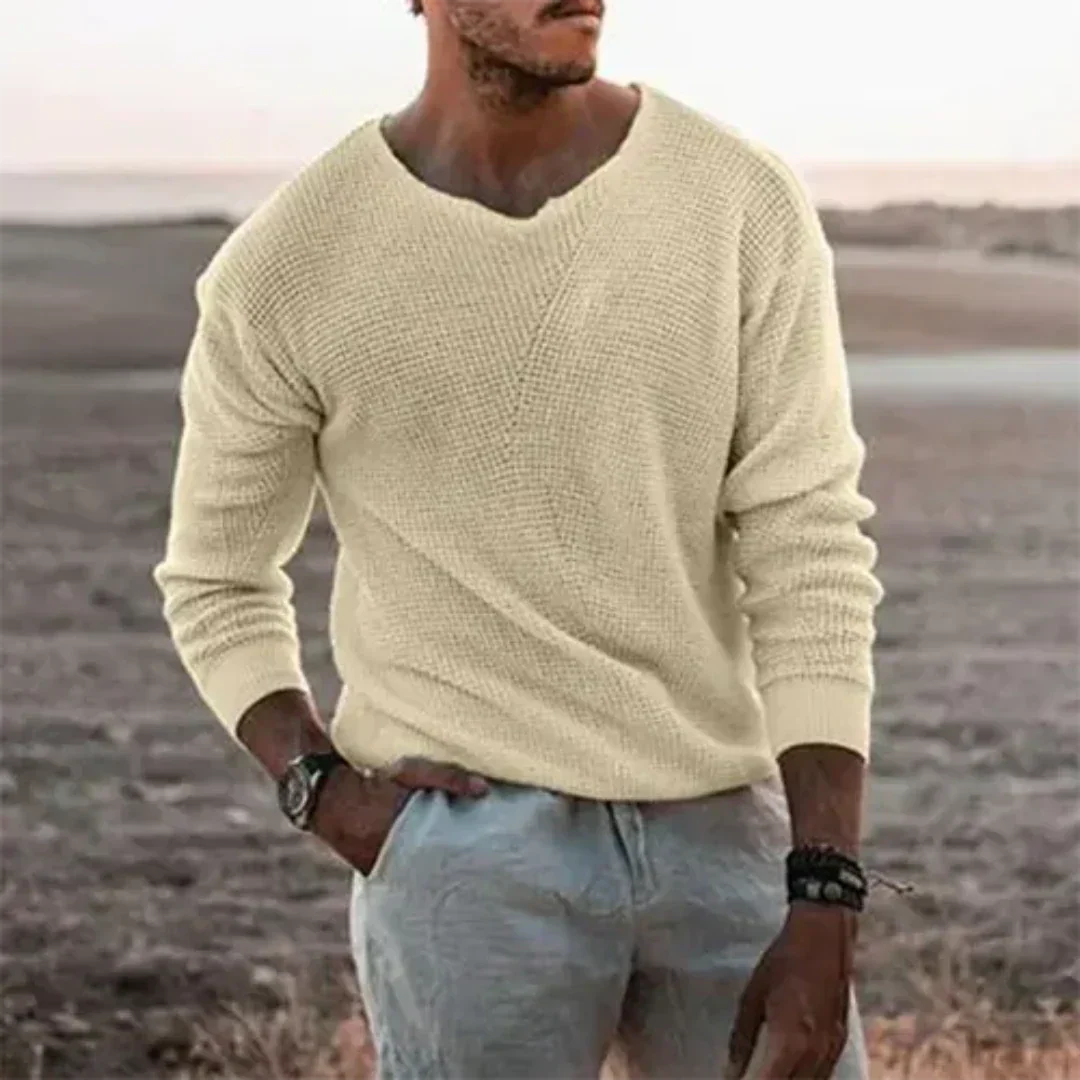 Pull V-Neck à Manches Longues pour Homme - Image 1