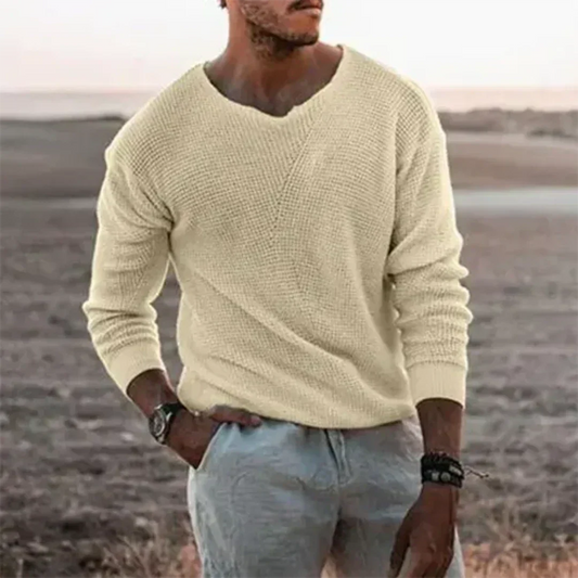 Pull V-Neck à Manches Longues pour Homme - Image 1