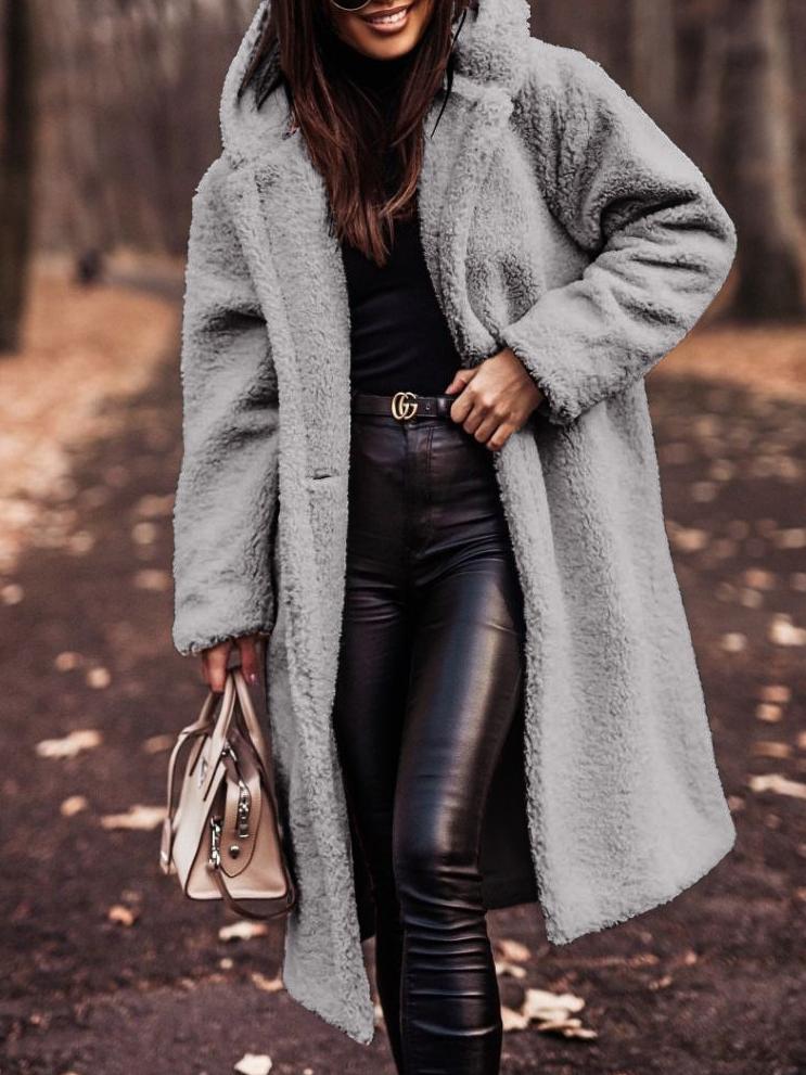 Manteau Long Teddy à Capuche pour Femme - Image 3