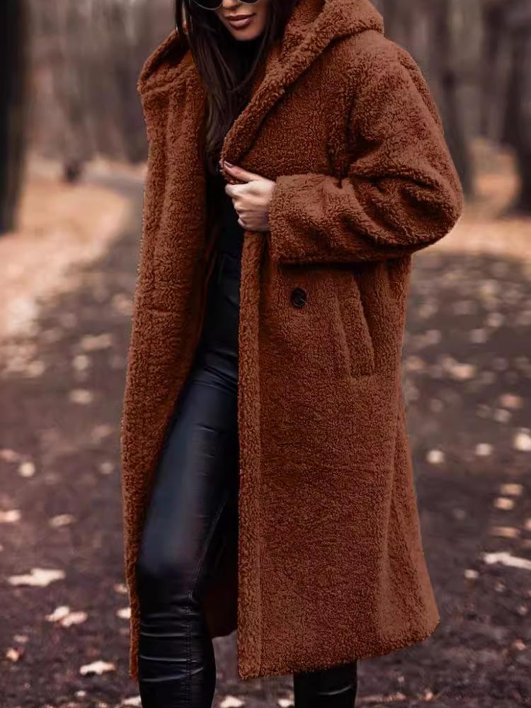 Manteau Long Teddy à Capuche pour Femme - Image 9
