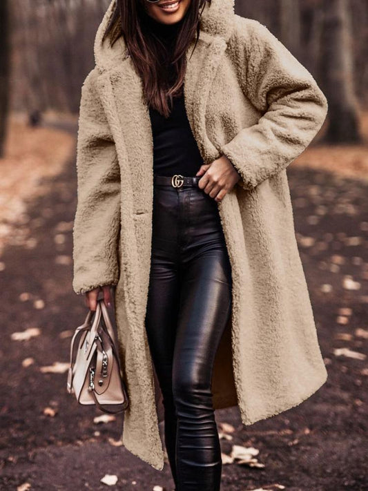 Manteau Long Teddy à Capuche pour Femme - Image 1