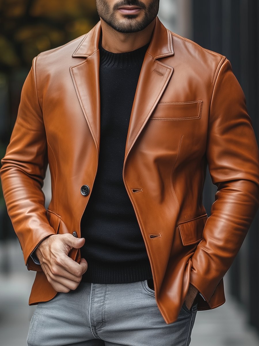 Blazer Homme Style Veste en Cuir - Image 3