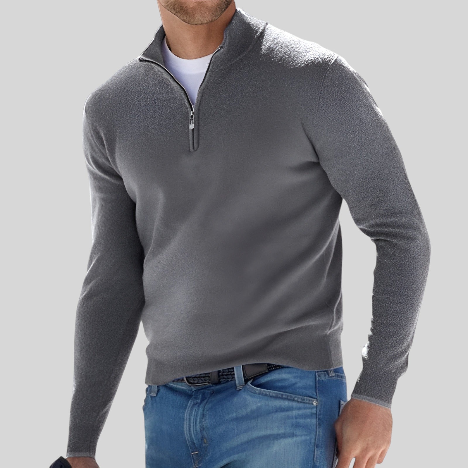 Pull Femme Manches Longues Col Zippé 1/4 - Image 6