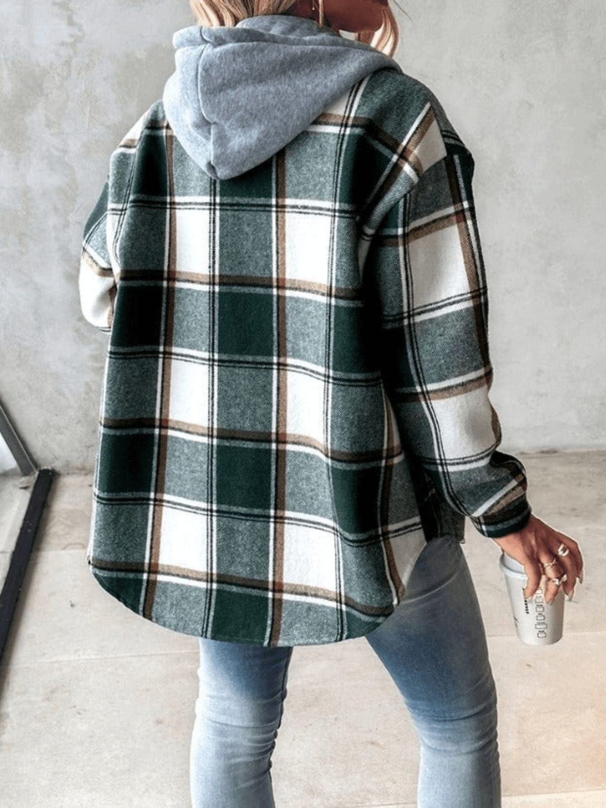 Veste à Carreaux à Capuche pour Femme - Image 2