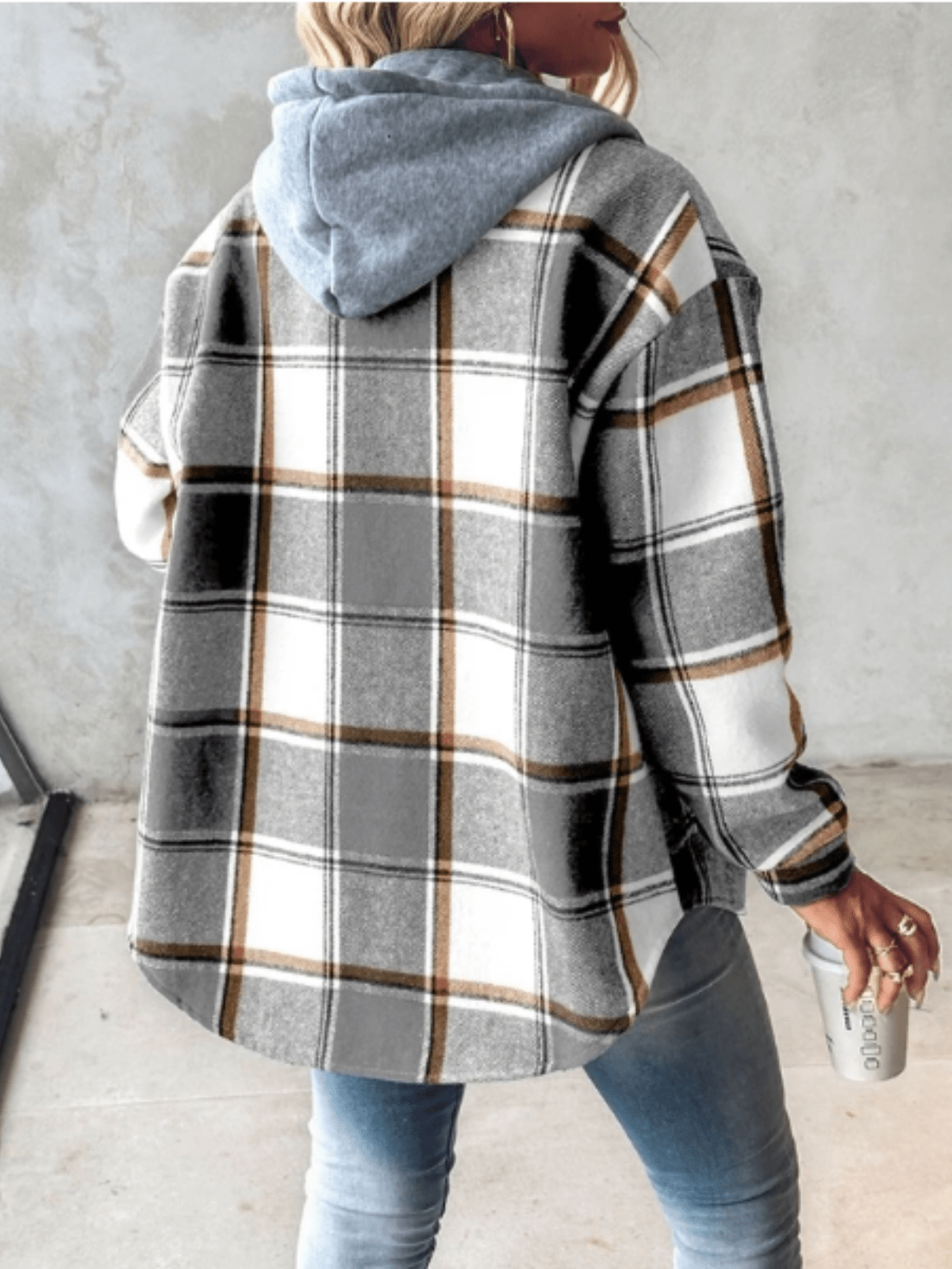 Veste à Carreaux à Capuche pour Femme - Image 6