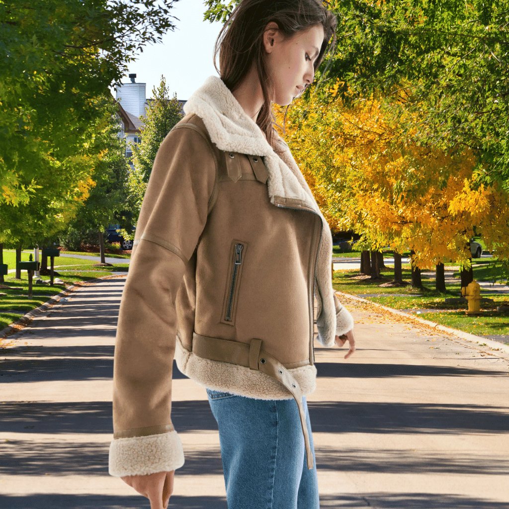 Veste Aviateur Femme en Shearling - Image 6