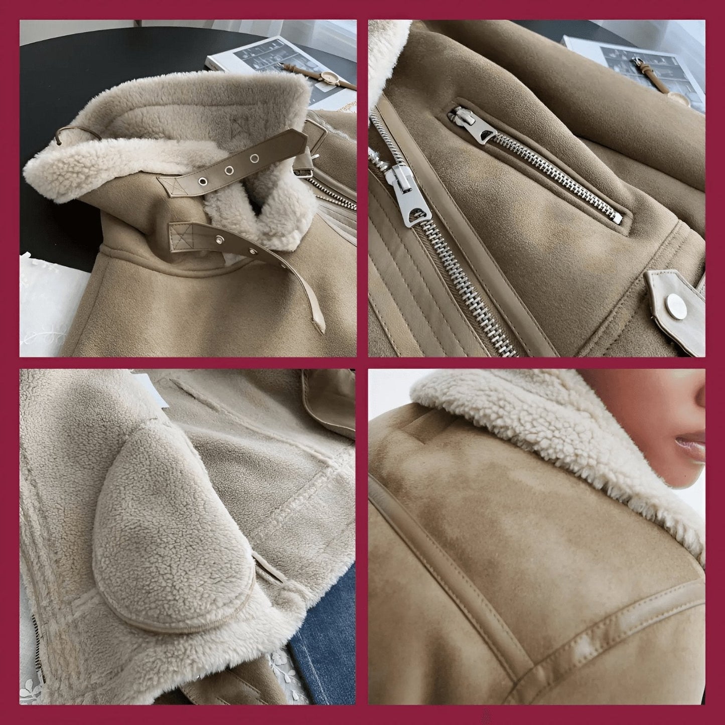 Veste Aviateur Femme en Shearling - Image 12