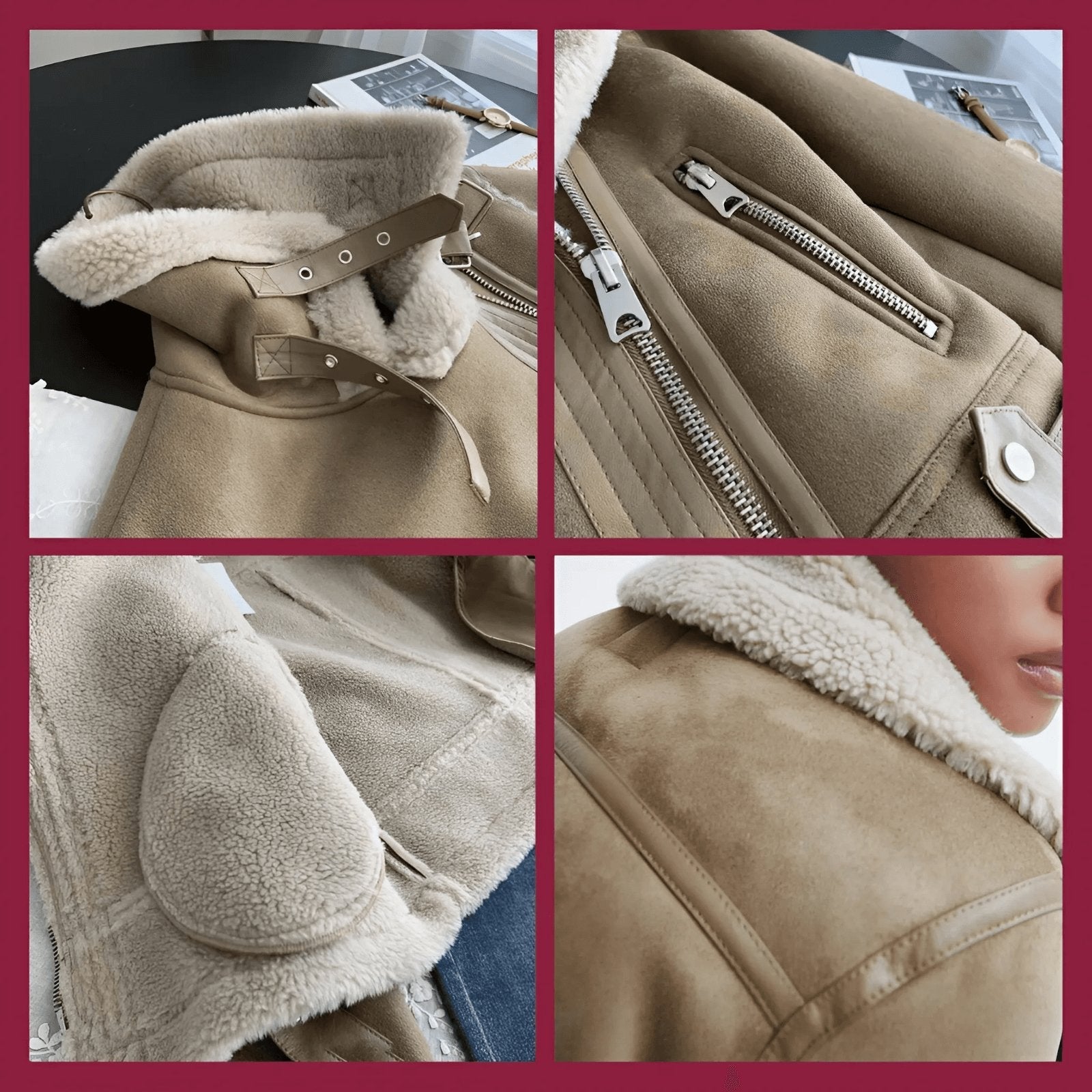 Veste Aviateur Femme en Shearling - Image 12