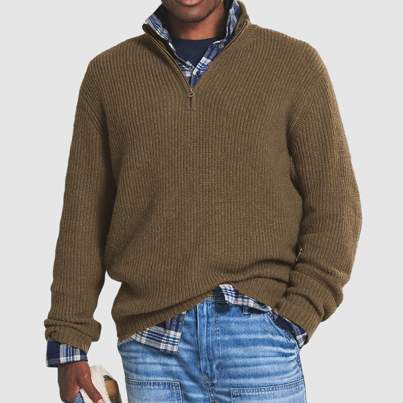 Pull Homme Maille Côtelée à Fermeture Éclair ¼ - Image 4