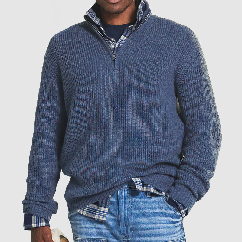 Pull Homme Maille Côtelée à Fermeture Éclair ¼ - Image 3