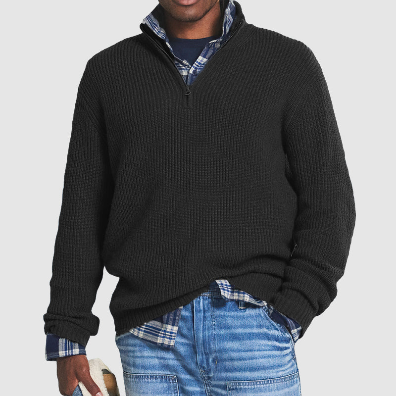 Pull Homme Maille Côtelée à Fermeture Éclair ¼ - Image 2