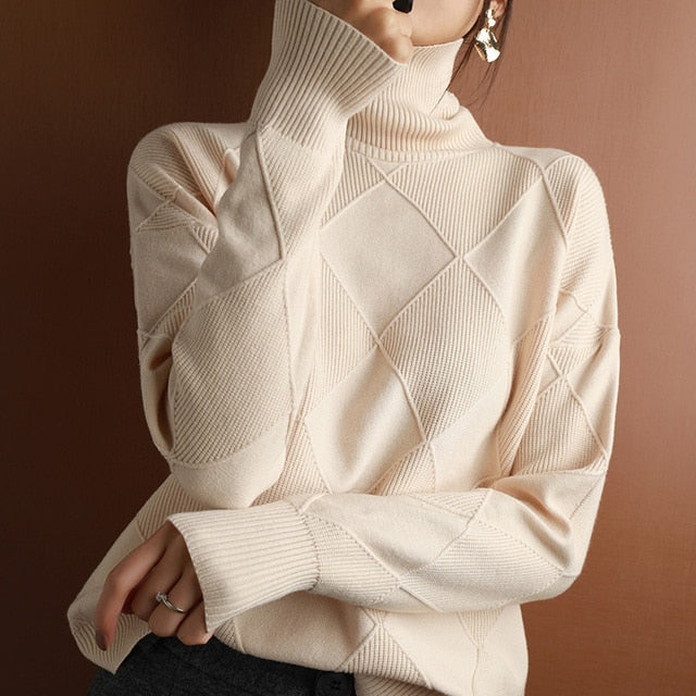 Pull Femme Col Roulé en Maille Côtelée - Image 6