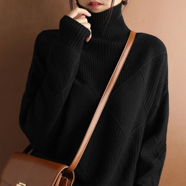 Pull Femme Col Roulé en Maille Côtelée - Image 5