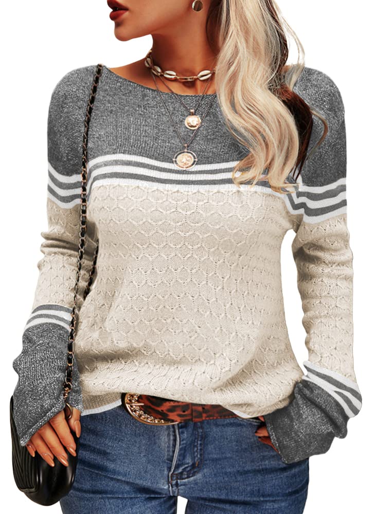 Pull rayé à manches longues pour femme - Image 2