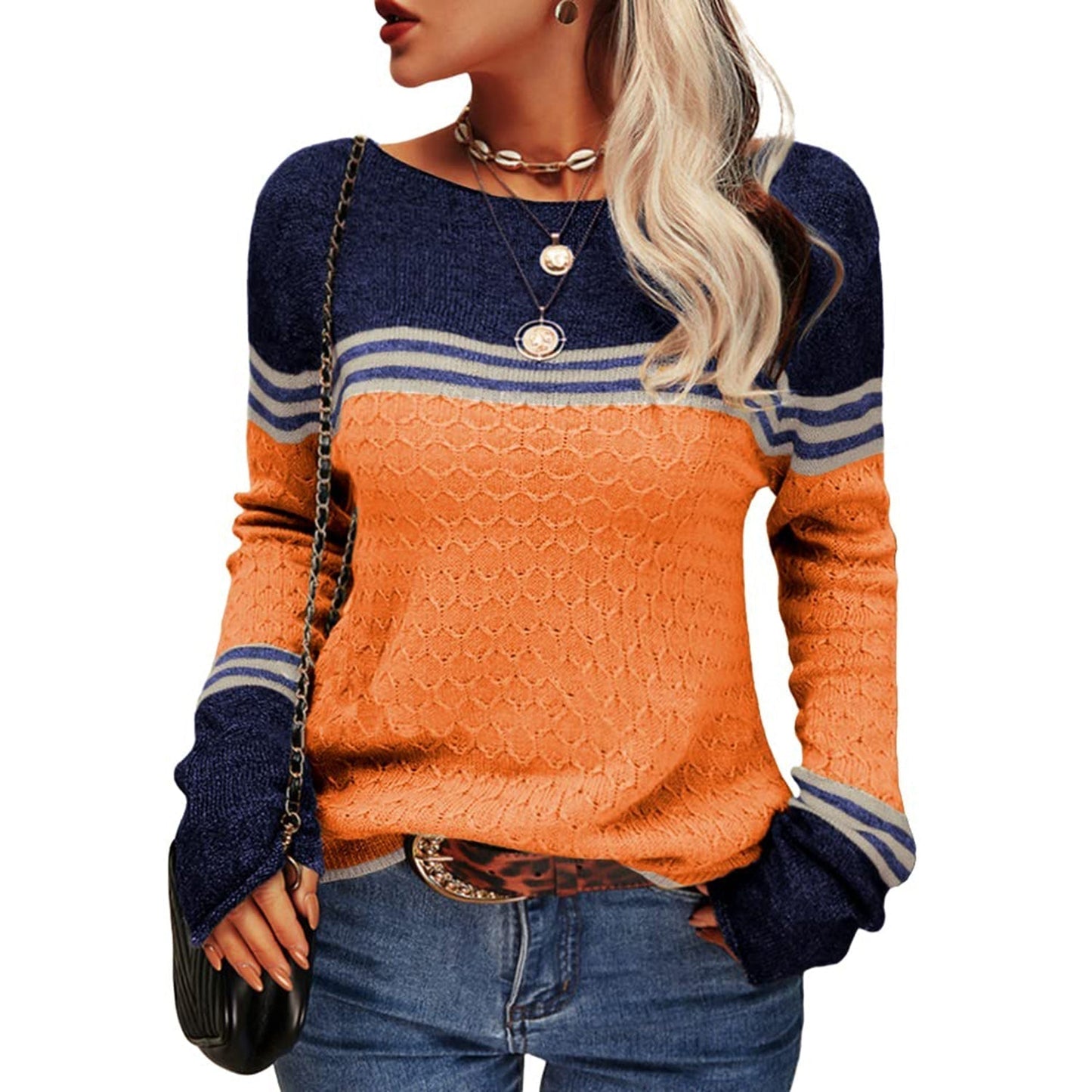 Pull rayé à manches longues pour femme - Image 12