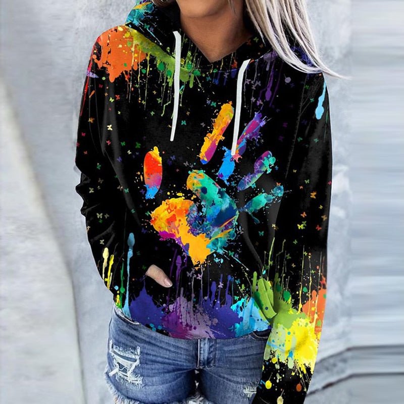 Sweat à Capuche Femme Manches Longues Imprimé Graphique - Image 1