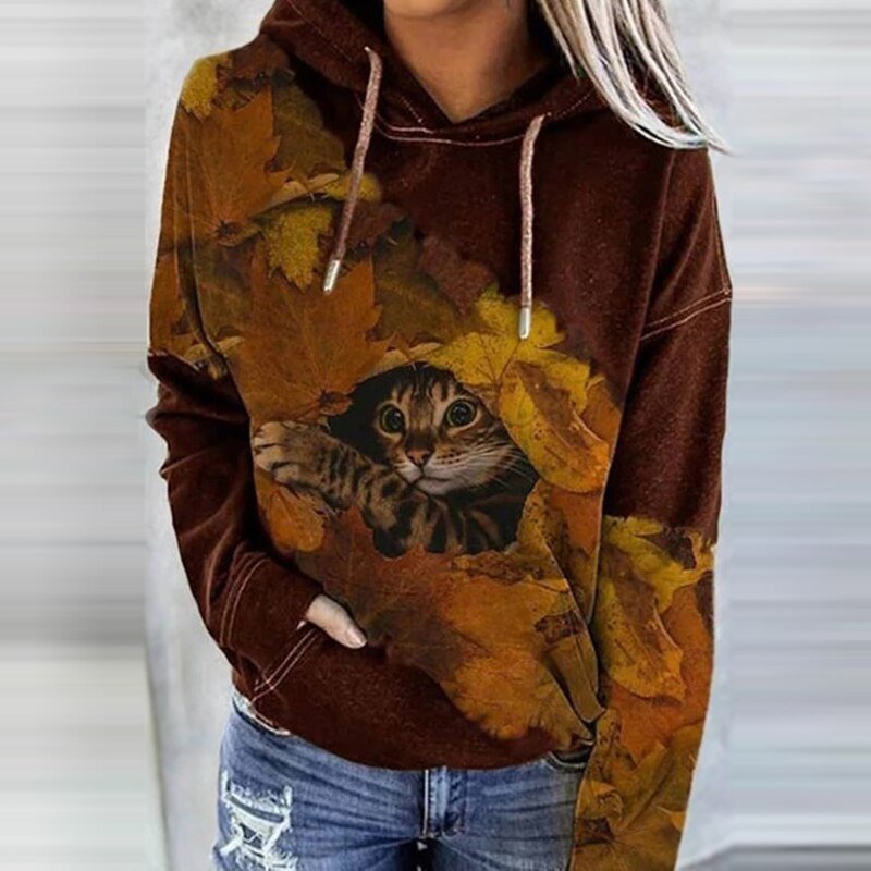 Sweat à Capuche Femme Manches Longues Imprimé Graphique - Image 3