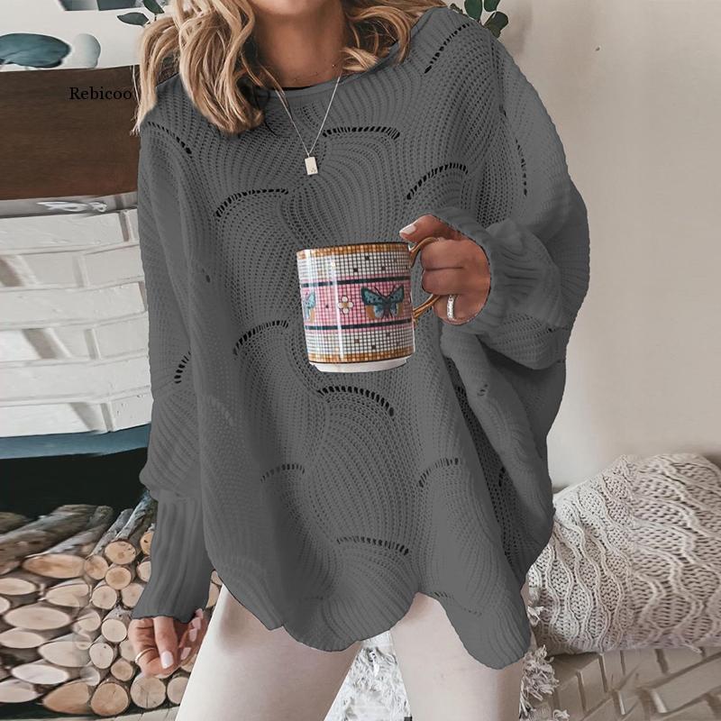 Pull ample en maille ajourée pour femme - Image 3