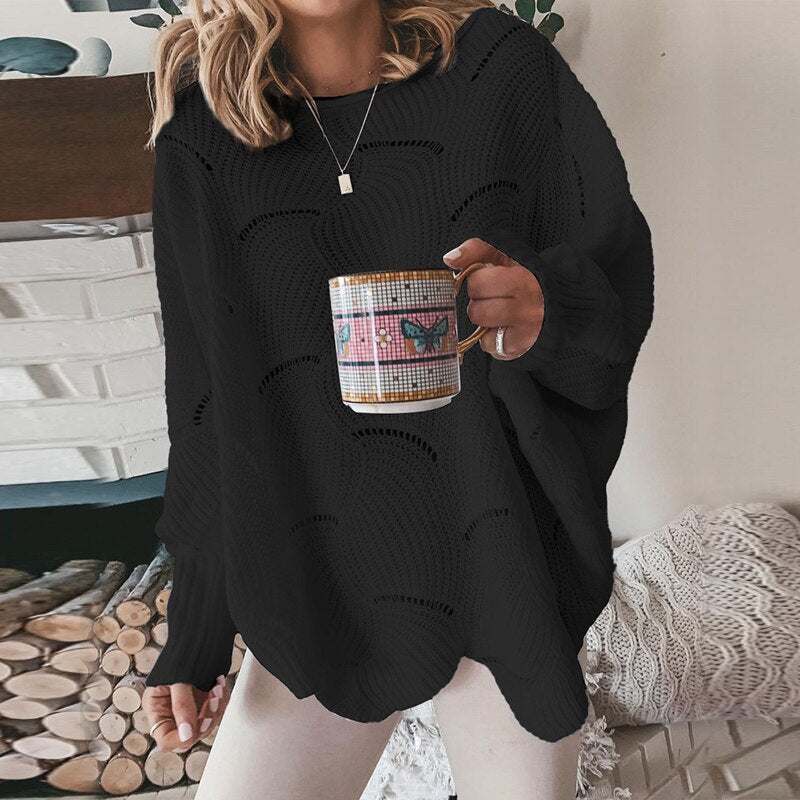 Pull ample en maille ajourée pour femme - Image 2