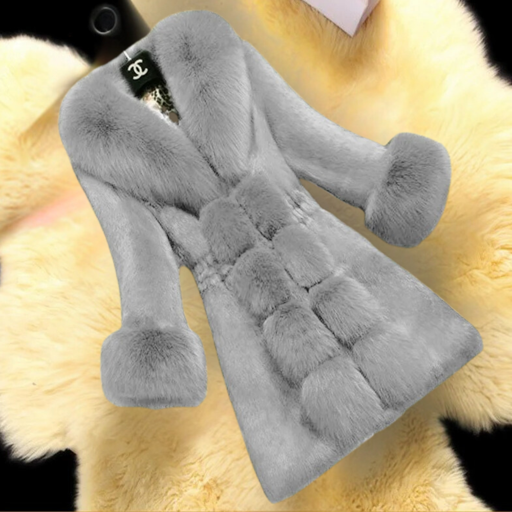 Manteau Long Femme Col en Fausse Fourrure - Image 1
