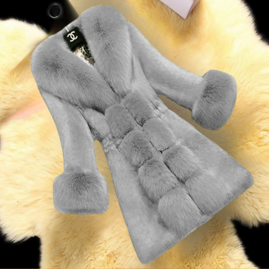Manteau Long Femme Col en Fausse Fourrure - Image 1