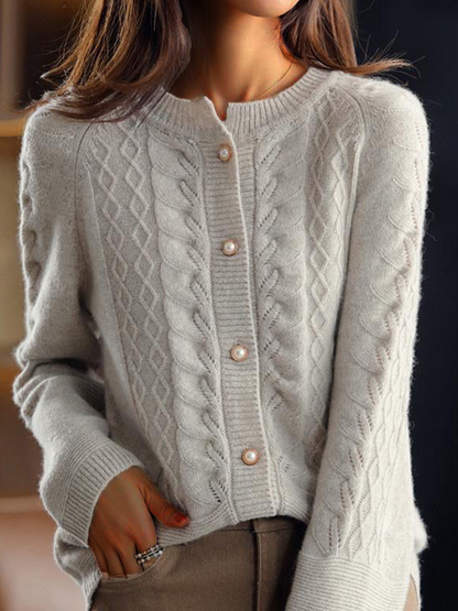 Pull Femme Tricot Câble Boutonné - Image 4