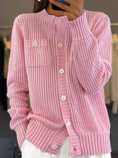 Cardigan Femme Tricot Pointelle Boutonné - Image 4