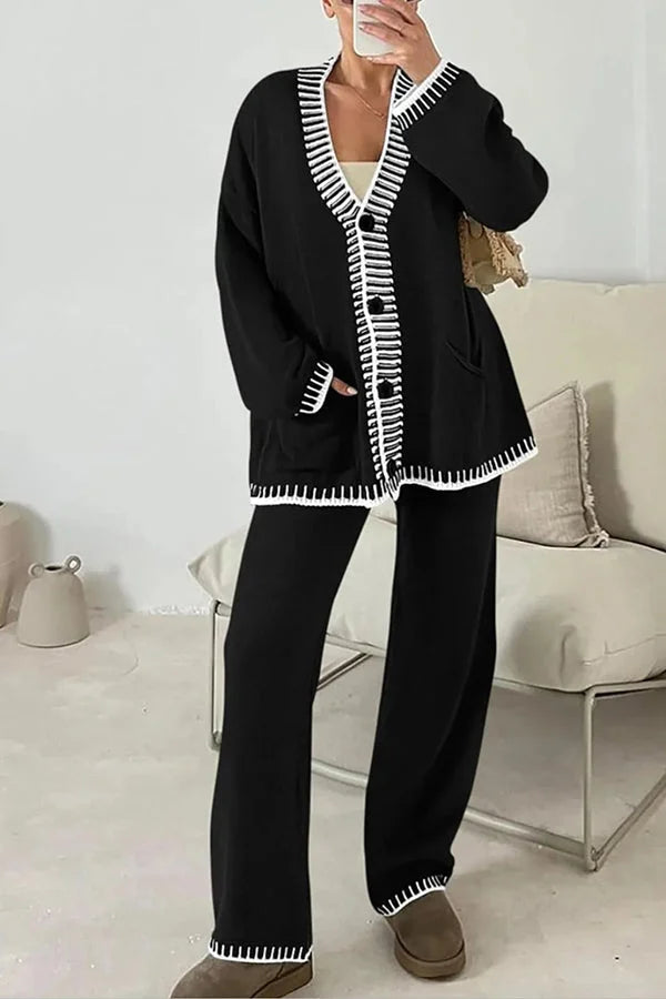 Ensemble de détente pour femme - Cardigan col en V - Image 3