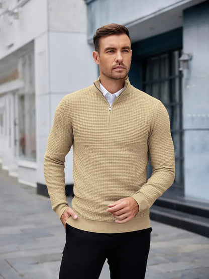 Pull texturé à col zippé pour homme - Image 5