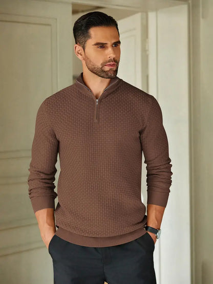 Pull texturé à col zippé pour homme - Image 6