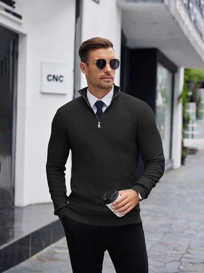 Pull texturé à col zippé pour homme - Image 7