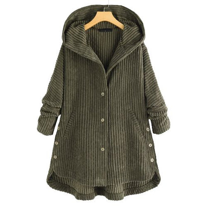 Veste en velours côtelé à capuche pour femme - Image 1