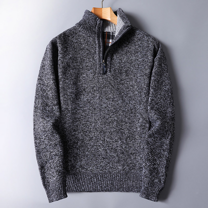 Pull Homme Maille Côtelée à Col Zippé - Image 1