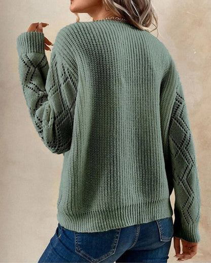 Pull en maille à col en V pour femme - Image 2