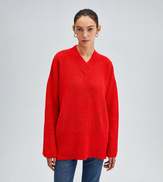Pull Femme Col V Manches Longues - Image 1