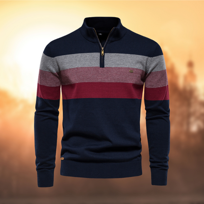 Pull rayé à quart de fermeture éclair pour homme - Image 2