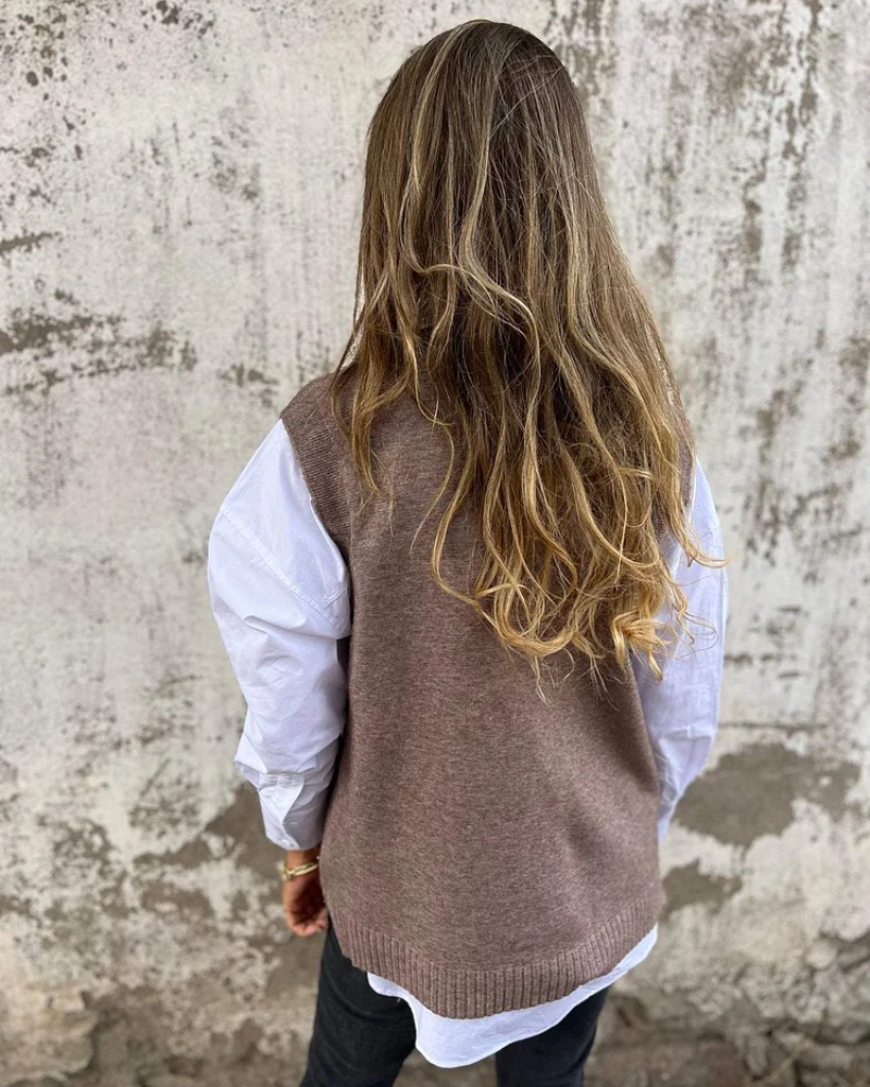 Gilet Pull Sans Manches Col V Femme - Image 3