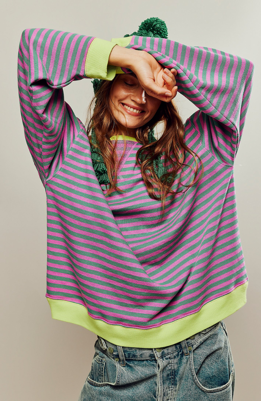 Pull ample rayé pour femme - Image 1