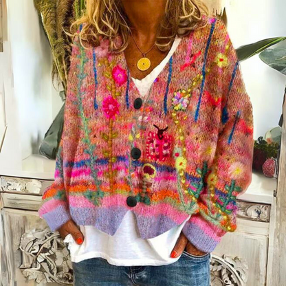 Cardigan Boutonné à Fleurs pour Femme - Image 3
