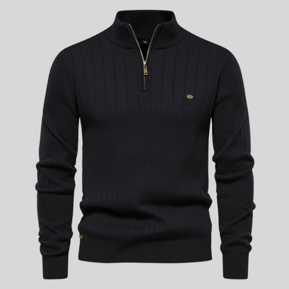 Pull à Col Zippé Homme en Maille Côtelée - Image 2