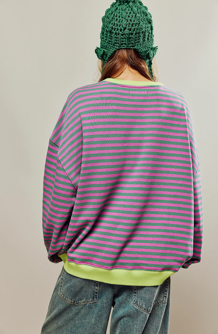 Pull ample rayé pour femme - Image 2