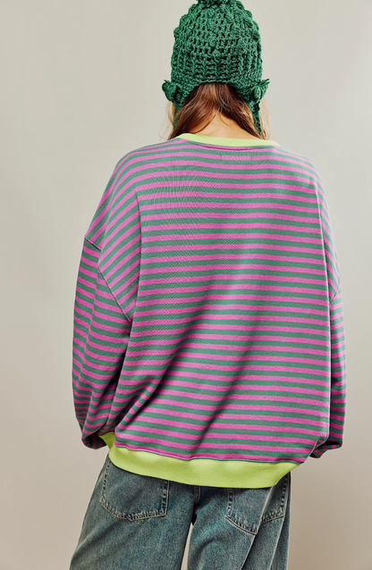 Pull ample rayé pour femme - Image 2