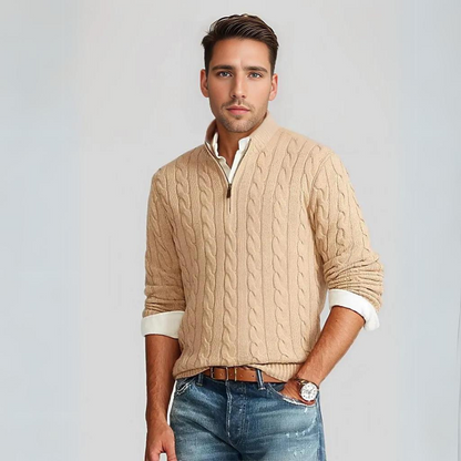 Pull Homme Maille Côtelée à Col Zippé - Image 3